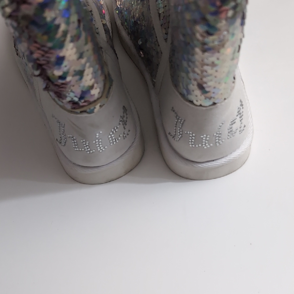 Juicy Couture Iridescent Pink and Silver Sequin Mid-Calf Boots - Picture 6 of 6
